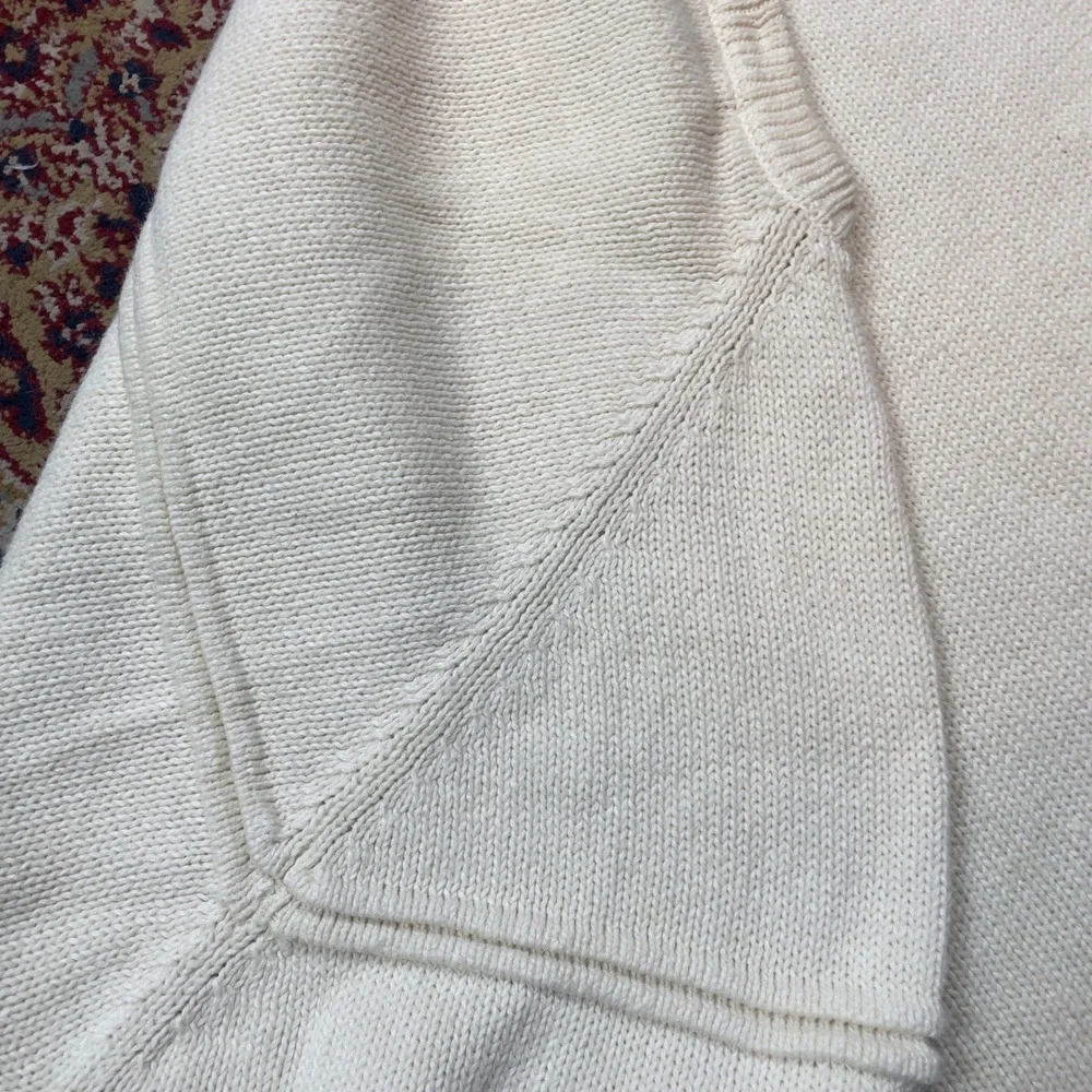 VTG 80s 90s Old Navy Clothing Co Mens Cream Striped Knit Sweater Crew Neck L‎
